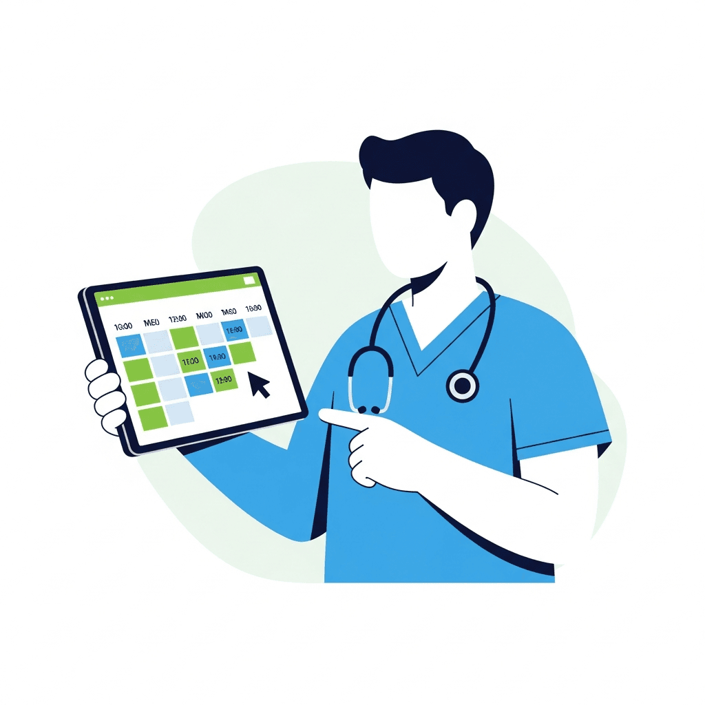 Médecin consultant les créneaux disponibles sur une tablette
